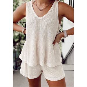 Casual Knit Tank & Shorts Loungewear Set